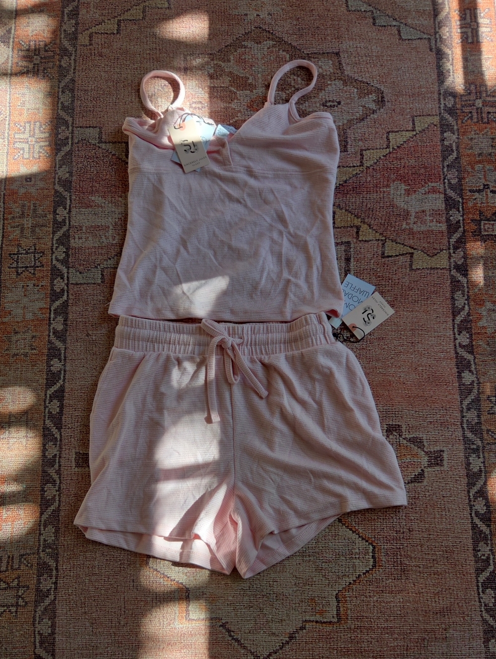 Soft Ribbed Cami & Shorts Sleep Set - Light Pink